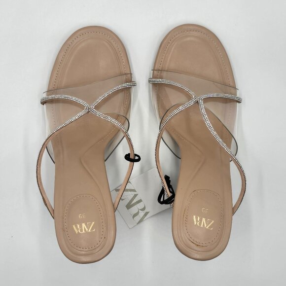 Zara Rhinestone Translucent Heels - NWT - Picture 11 of 17